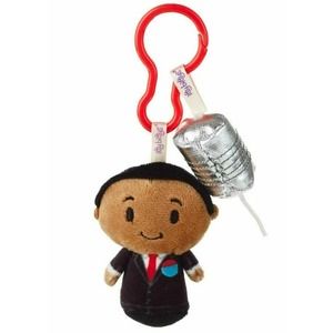 Hallmark Itty Bittys Clippys 2.75" Dark Skin Kid President & Tin Can Phone